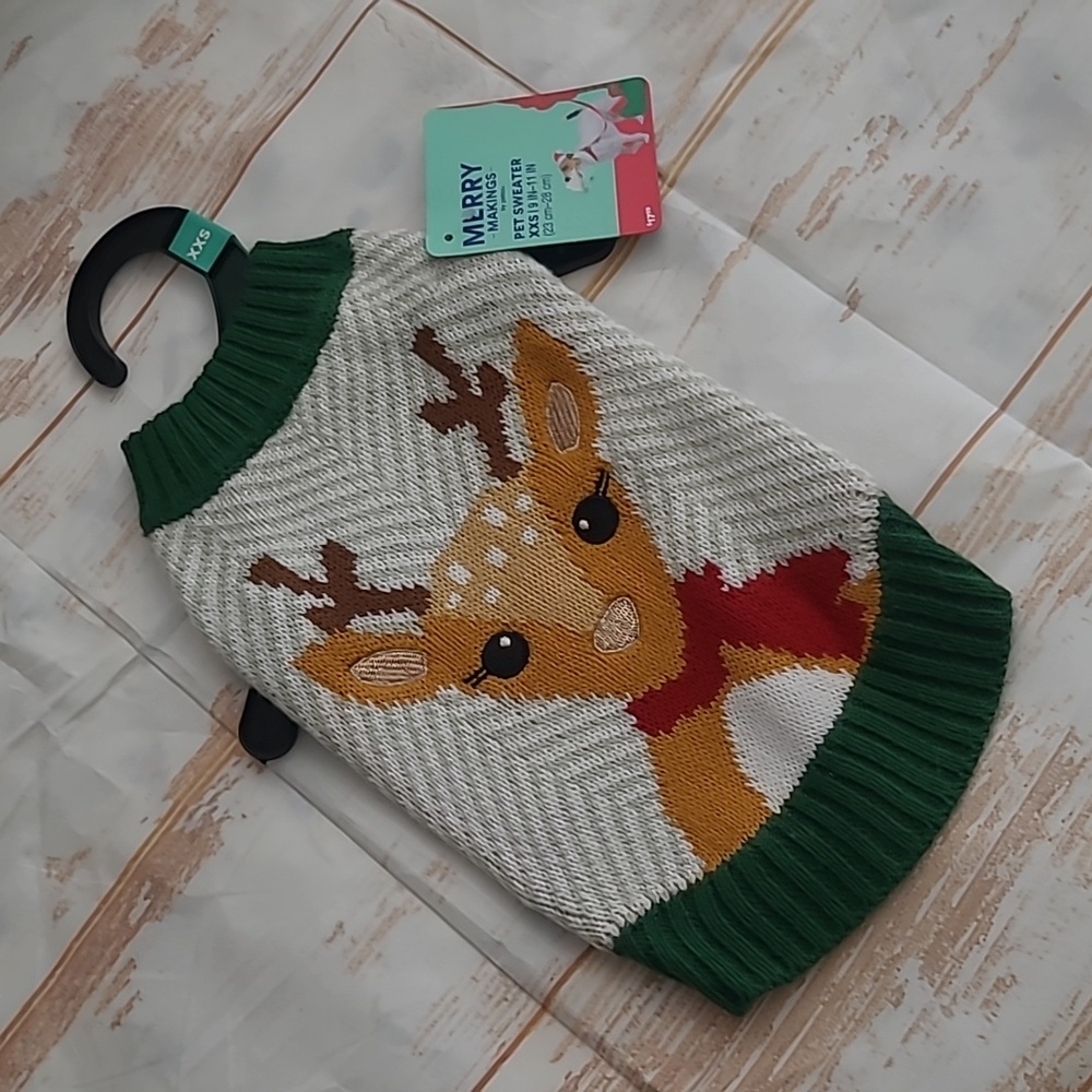 Dog‎ .. Christmas .. Sweater .. Reindeer .. XXS 9-11 inches
